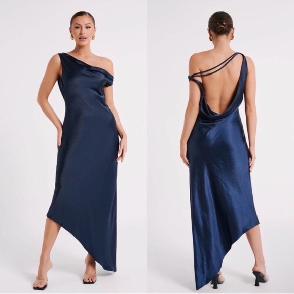 Meshki Navy Cowl Neck Midi Dress - Picture 5 of 5